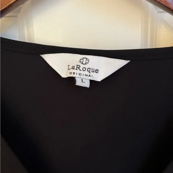 La roque Black V-Neck Long Sleeve Blouse size L - Picture 2 of 4